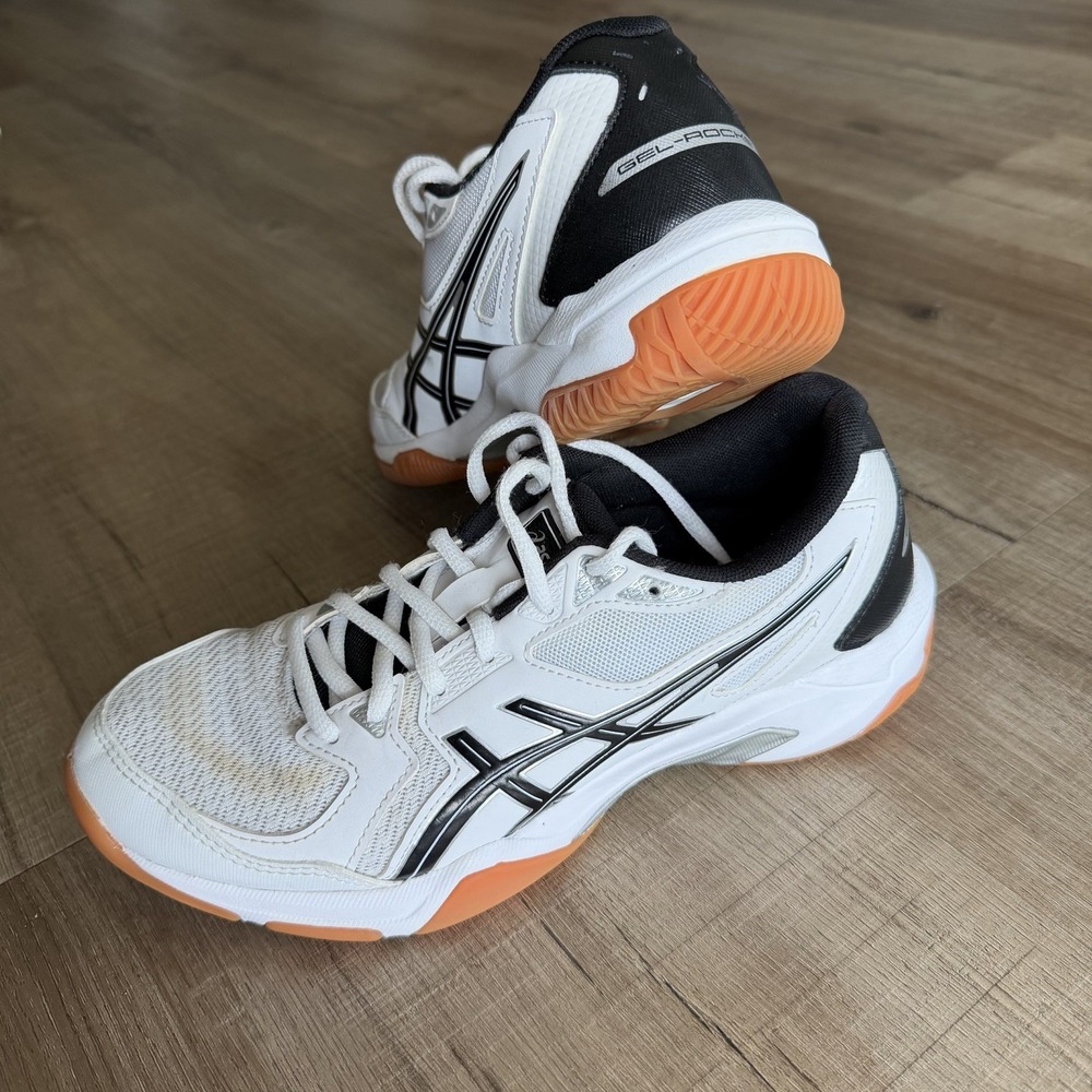 Asics Gel-Rocket 9 White Black Volleyball Shoes 1072A056 Womens 7.5 - Picture 2 of 9